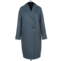 02-3200 Пальто женское утепленное Микроворса сине-черный