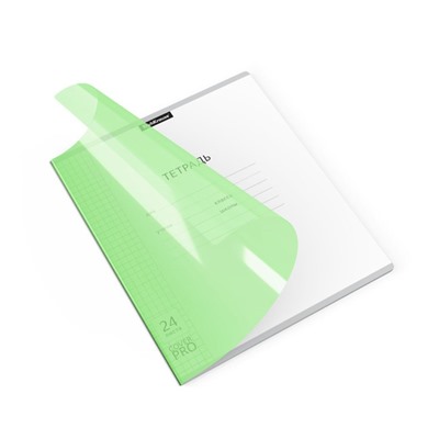 Тетрадь 24 листа в клетку ErichKrause CoverPrо Neon "Классика", пластиковая обложка, блок офсет, белизна 100%, зелёная