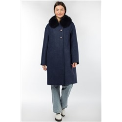 02-3042 Пальто женское утепленное валяная шерсть сине-черный