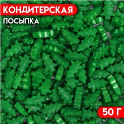 Новый год. Посыпка кондитерская "Рождественская елка", зеленая, 50 г