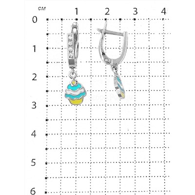 Серьги из серебра с эмалью и фианитами родированные 925 пробы 5043р-2