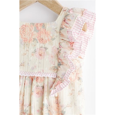 Pink Floral Baby Woven Jumpsuit (0mths-2yrs)