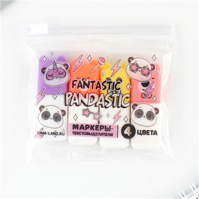 Набор текстовыделителей «Fantastic pandastic», МИКС 4 штуки.