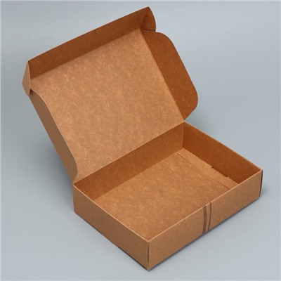 Коробка подарочная складная крафтовая, упаковка, «Сделано с любовью», 21 х 15 х 5 см