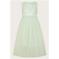 Monsoon Green Priscilla Sequin Ruffle Dress