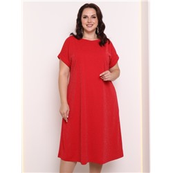 Красное трикотажное платье с карманами