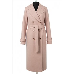 01-10996 Пальто женское демисезонное (пояс) валяная шерсть бежево-розовый
