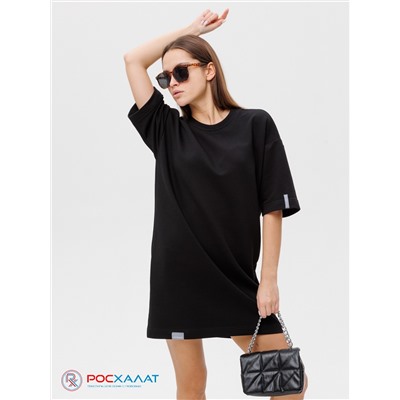 Трикотажное женское платье-футболка оверсайз Lingeamo черное ВП-09 (7)