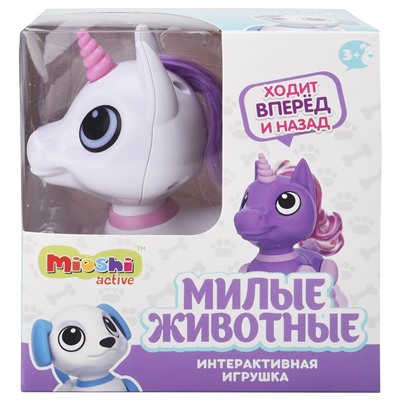 Mioshi Active Интерактивная игрушка "Милые животные: Единорожка" (13 см, свет, звук, подвиж., роз.)