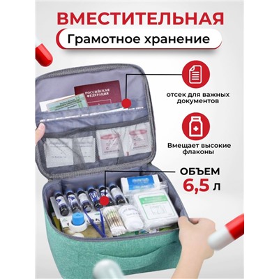 Аптечка медицинская портативная зеленая  (3191)