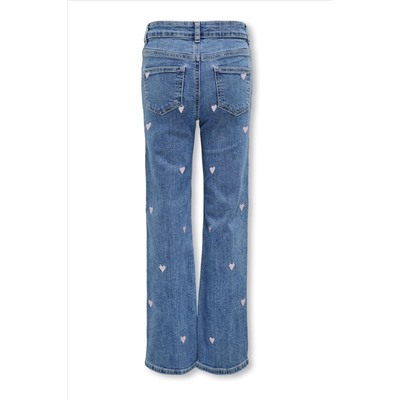 ONLY KIDS Blue Heart Print Wide Leg Jeans