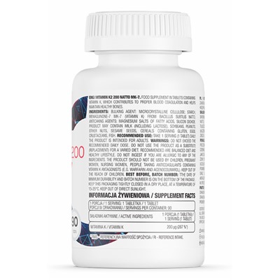 OstroVit Vitamin K2 200 Natto MK-7 90tab - ВИТАМИН K