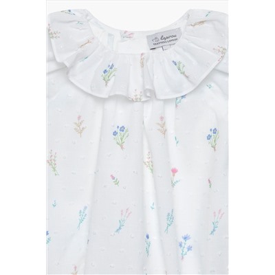 Trotters London Little Floral Fleur Cotton Willow Bubble White Romper