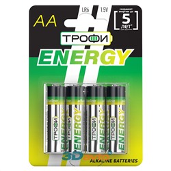 Батарейка AA ТРОФИ ENERGY LR6 Alkaline комплект 4шт блист.