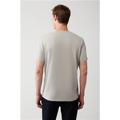 Мужская серая дышащая футболка стандартного кроя из 100% хлопка с круглым вырезом E001000