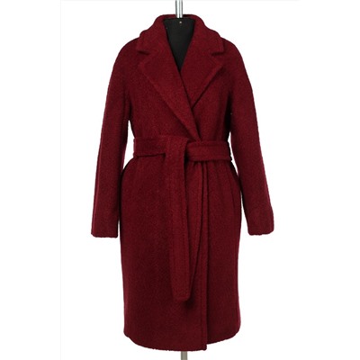 02-3123 Пальто женское утепленное (пояс) вареная шерсть бордовый