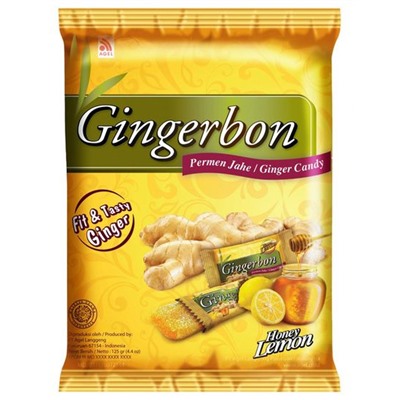 Имбирные конфеты жевательные с медом и лимоном Gingerbon, 125г.