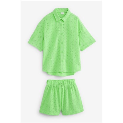 Textured Shirt And Shorts Set (3-16yrs)