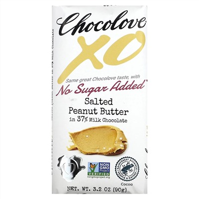 Chocolove, XO, соленая арахисовая паста в 40% молочном шоколаде, 90 г (3,2 унции)