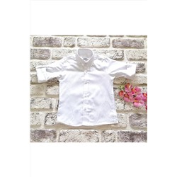 Белая льняная рубашка для мальчика с закатанными рукавами TYC00477296945