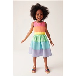 Little Bird by Jools Oliver Colourful Pastel Striped Occasion Dress with Bow