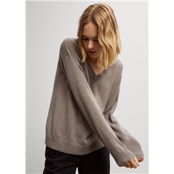 Jersey de cashmere con cuello pico -  Mujer | MANGO OUTLET España