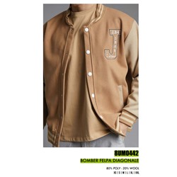 8UM0442 BOMBER FELPA DIAGONALE