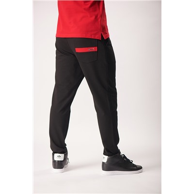 Спортивные брюки М-1243: Чёрный / Красный