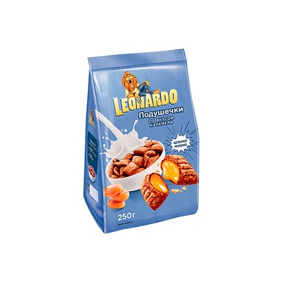 «Leonardo», готовый завтрак «Подушечки со вкусом карамели», 250 г