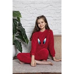 Плюшевый флисовый пижамный комплект для девочки 9020