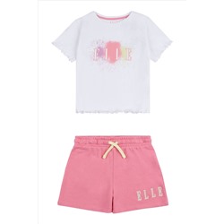 Elle Junior Girls White T-Shirt and Shorts Set