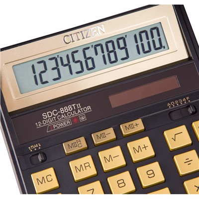 Калькулятор настольный ПОЛНОРАЗМЕРНЫЙ CITIZEN SDC-888TII Gold,12 разр,зол