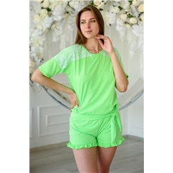 Пижама женская из футболки и шорт из вискозы Клементина зеленый