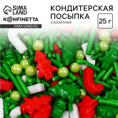 Кондитерская посыпка сахарная: красная, зеленая, белая, 25 г.