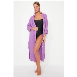 Пурпурное тканое пляжное платье миди TBESS21EL3318