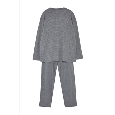 Серый вязаный пижамный комплект больших размеров TMNAW24AI00002
