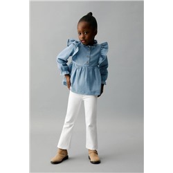 Mango Ruffled Denim Shirt