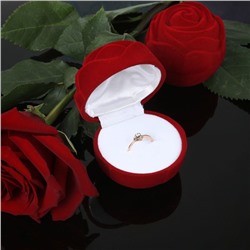 Футляр бархатный под кольцо «Роза» без листьев, 4,5×3,5, цвет красный