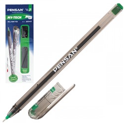 Ручка масляная, пишущий узел 0,7 мм, игольчатая, цвет чернил зеленый MY-TECH Pensan 2240