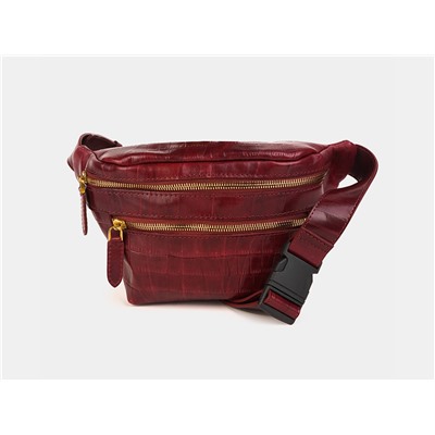 Бордовая кожаная женская поясная сумка из натуральной кожи «KB0015 Bordo Croco»