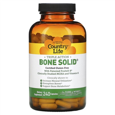 Country Life, Triple Action Bone Solid, 240капсул