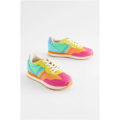 Little Bird by Jools Oliver Colourful Rainbow Retro Runner Trainers