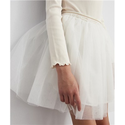 JUPE BLANCHE TOURNANTE EN TULLE FILLE