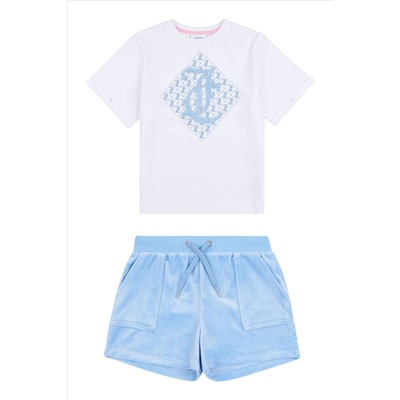 Juicy Couture Girls Diamond T-Shirt & Velour Shorts Set