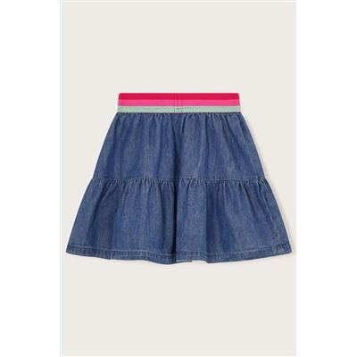 Monsoon Blue Denim Ruffle Skirt