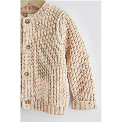 Brown Chunky Knitted Embroidered Baby Cardigan