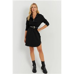 Женское черное мини-платье Skuba с капюшоном KED4104