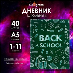 Дневник универсальный для 1-11 классов, "Бэк ту скул 1", твердая обложка 7БЦ, глянцевая ламинация, 40 листов