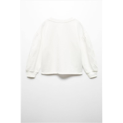 Mango Embroidered Sleeve White Sweatshirt