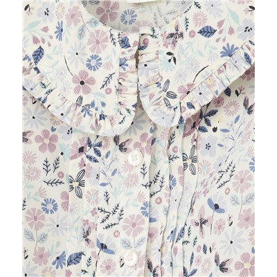 CHEMISE BÉBÉ FILLE EN COTON IMPRIMÉE FLEURI AVEC COL